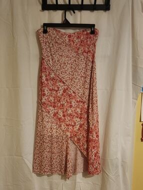 Altar'd State Pink Floral Diagonal Panel Strapless Dress